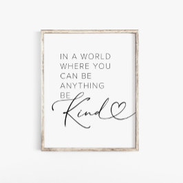 Typografie Be Kind Quote Muurkunst Poster