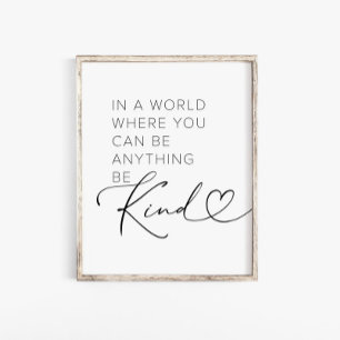 Typografie Be Kind Quote Muurkunst Poster