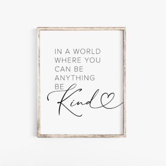 Typografie Be Kind Quote Muurkunst Poster