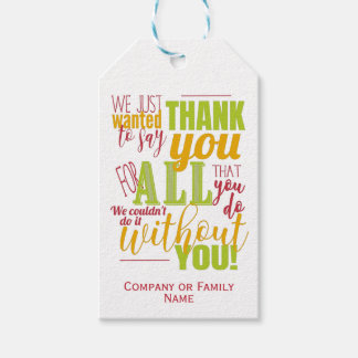 Typografie Bedankt Appreciation Message Cadeaulabel