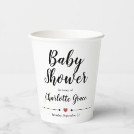 Typografie Black White Baby shower Heart Papieren Bekers