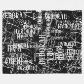 Typografie Black White Names Pattern Fleece Deken (Voorkant (Horizontaal))