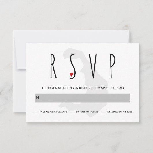 Typografie blauw, grijs Santorini bruiloft RSVP ka (Voorkant)