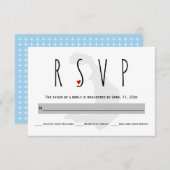 Typografie blauw, grijs Santorini bruiloft RSVP ka (Voorkant / Achterkant)