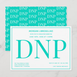 Typografie Blauwgroen White DNP Graduation Party Kaart