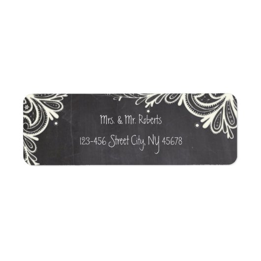  typografie bloeit Chalkboard Wedding Etiket (Voorkant)