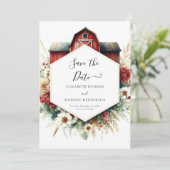 Typografie Boho Barnyard Wedding Save The Date (Staand voorkant)