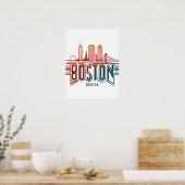 Typografie Boston City Skyline Poster (Keuken)
