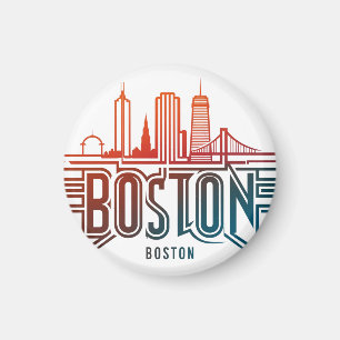 Typografie Boston Stadssilhouet Magneet