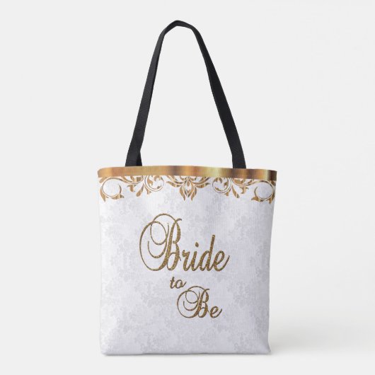 Typografie Bride in wit en goud Draagtas (Achterkant)