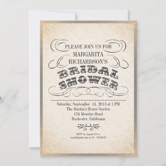 Typografie Bruids Douche Uitnodigingen (Voorkant)