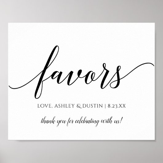 Typografie Calligrafie Huwelijksgunsten Bord | Zwa Poster (Voorkant)