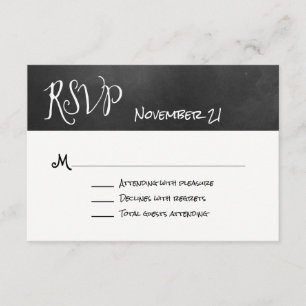 Typografie Chalk Board Wedding RSVP Card Kaartje