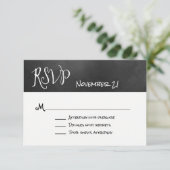 Typografie Chalk Board Wedding RSVP Card Kaartje (Staand voorkant)