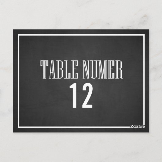 TYPOGRAFIE CHALKBOARD TABLE NUMBER BRIEFKAART (Achterkant)