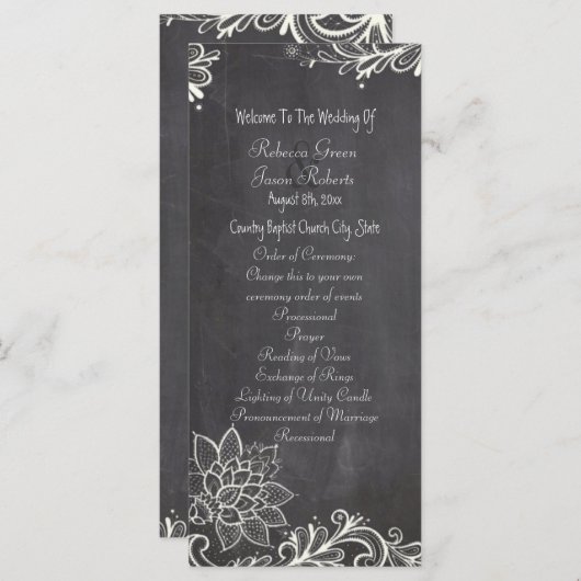 typografie Chalkboard Trouwprogramma's Programma (Voorkant / Achterkant)