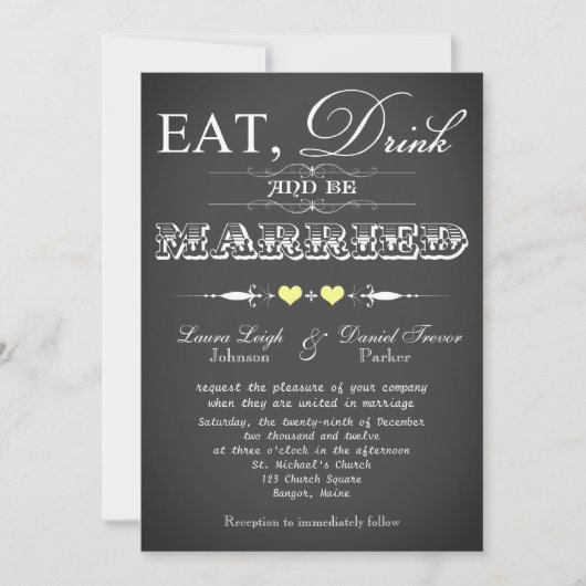  typografie Chalkboard Wedding Invite 4 Kaart (Voorkant)