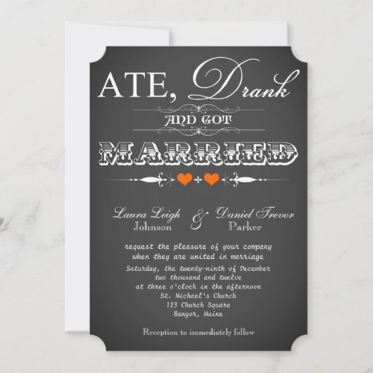 typografie Chalkboard Wedding Invite 7 Kaart (Voorkant)