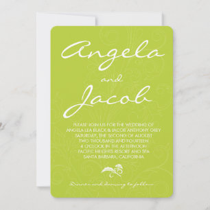 Typografie Chartreuse Green Floral Wedding Kaart