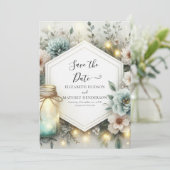 Typografie Chic Mason Jar Wedding Save The Date (Staand voorkant)