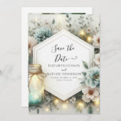 Typografie Chic Mason Jar Wedding Save The Date (Voorkant / Achterkant)
