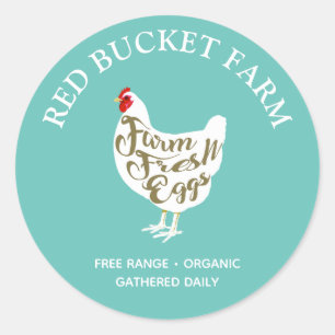 Typografie Chicken Boerderij Fresh Eggs Ronde Sticker