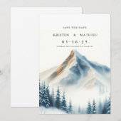 Typografie Custom Mountain Save The Date (Voorkant / Achterkant)