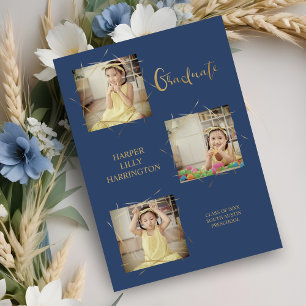 Typografie Drie foto's Pre-K Afstudeeraankondiging