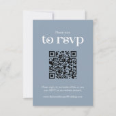 Typografie Dusty Blue QR code Bruiloft RSVP Kaartje (Voorkant)