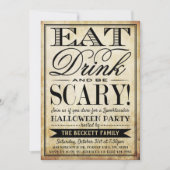  Typografie Eat, Drink & Wees eng Halloween Kaart (Voorkant)