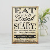  Typografie Eat, Drink & Wees eng Halloween Kaart (Staand voorkant)