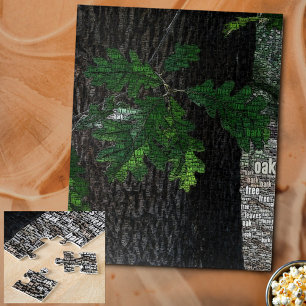 Typografie Embedded Word Cloud Tree Leaves & Bark Legpuzzel