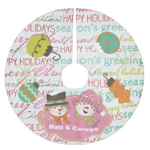 Typografie en Snowmen aangepaste vakantieboomrok Kerstboom Rok