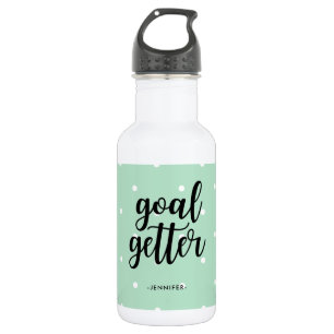 Typografie en Stippen   Mint Green Goal Getter Waterfles