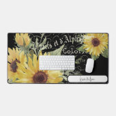  typografie en zonnebloemen op maat bureaumat (Keyboard & Muis)