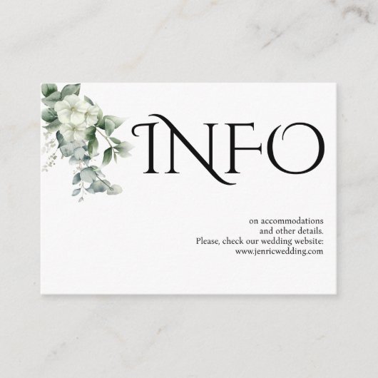 Typografie, eucalyptustak en bloemendetails informatiekaartje (Voorkant)