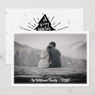 Typografie familie van Merry Kersttree Foto Feestdagenkaart