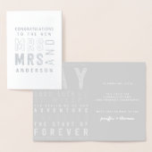 typografie gefeliciteerd trouwkaart. folie kaarten (Display)