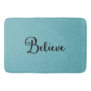 Typografie "Geloof" Black op blauw   Bath Mat