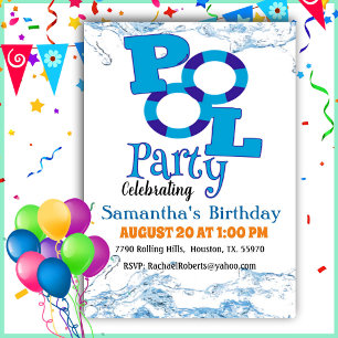Typografie Geslacht Neutrale pool Birthday Invi Kaart