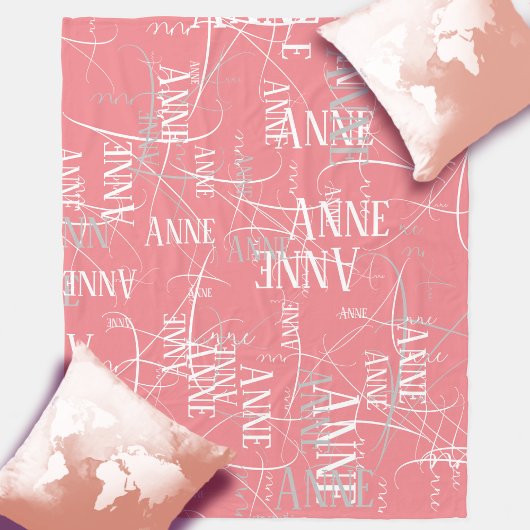 Typografie Girl Name Pattern Pink Fleece Blanket