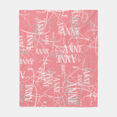Typografie Girl Name Pattern Pink Fleece Blanket Deken (Voorkant)