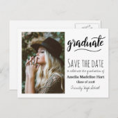 Typografie Graduation Party | De datum-foto opslaa Briefkaart (Voorkant / Achterkant)