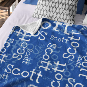Typografie Graffiti Patroon Naam allover blauw Fleece Deken