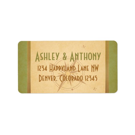  Typografie Groen Kompas Trouwadres Etiket (Voorkant)