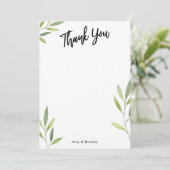 Typografie & Groene Waterverf Foliage Bedankkaart (Staand voorkant)