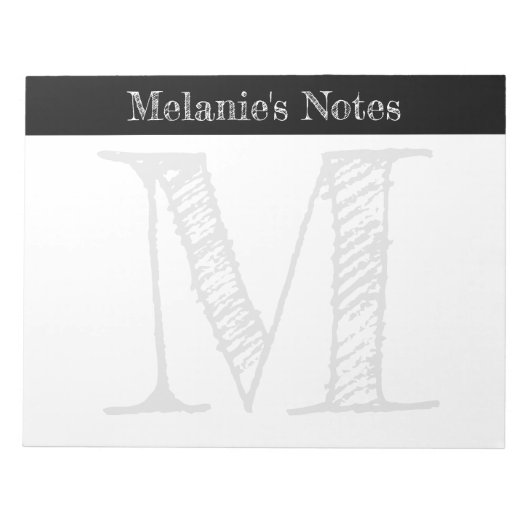  typografie grote aangepaste monogram notitieblok (Voorkant)
