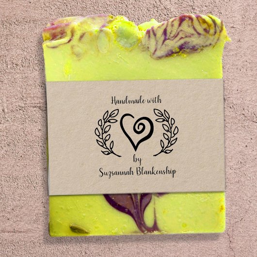 Typografie Handmade Curly Heart WreatCustom Rubberstempel