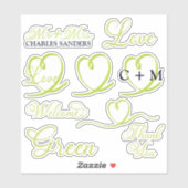 Typografie Hart Monogram Sticker  (Vel)