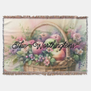 Typografie Herfst appels pastel kleuren waterverf Deken